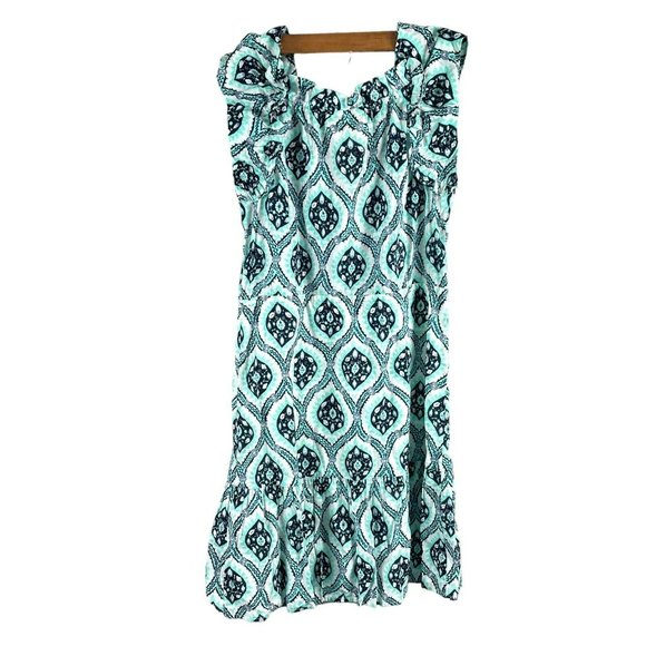 Figue Gianna Mini Dress sz XS green white ruffle tassel - Picture 3 of 8